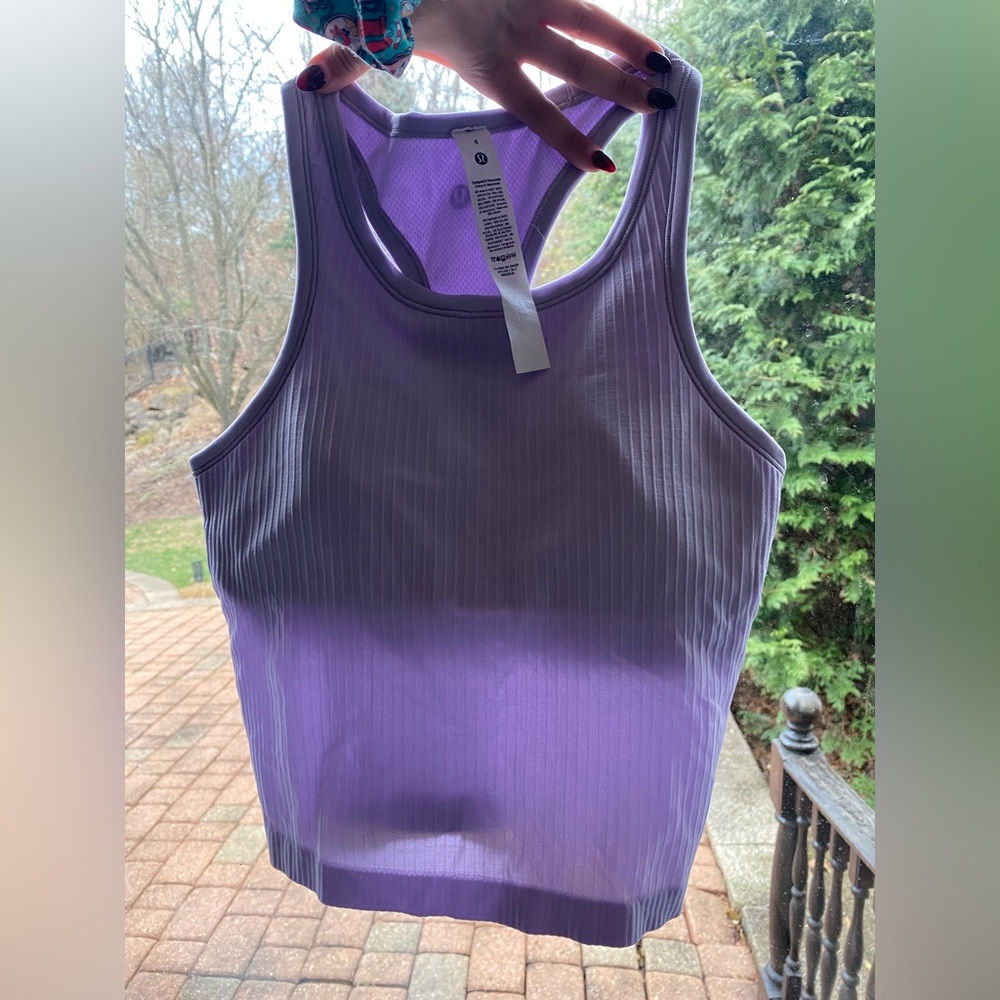 Lululemon athletica lavender frost Ebb to Street Cropped Ribbed Racerback